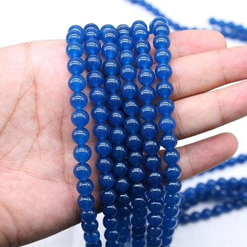 1strand/lot 4/6/8/10/12mm Dark Blue Quartz Crystal Stone Round Beads Loose Spacer Bead For Jewelry Making Findings DIY Bracelet