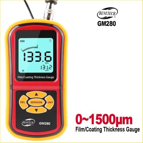 Digital Film/Paint Coating Thickness Gauge Meter Tester Paint/Sheet Metal Thickness Gauge Range 0~1500um GM280-BENETECH