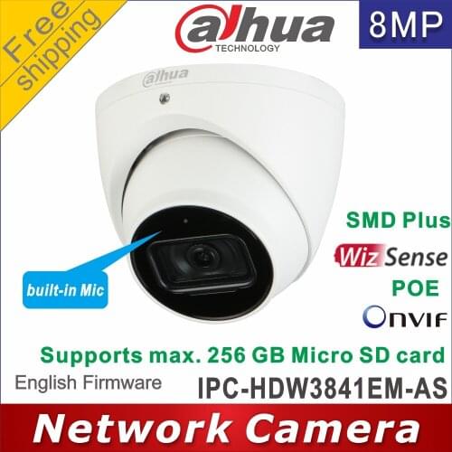 Dahua IPC-HDW3841EM-AS 8MP WizSense Network Camera POE Built in MiC & SD Card Slot IP67 IR 30M AI Camera