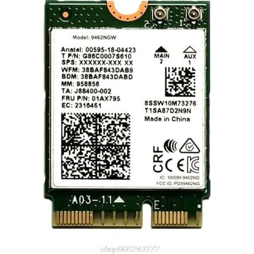 Wireless-AC Dual Band Wifi Card Adapter for In-tel 9462NGW CNVI NGFF M.2 Key E with Bluetooth 5.0 for Win10 A01 21 Dropship