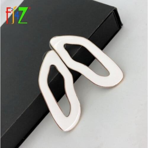 F.J4Z Hot Women Earrings Hyperbole Design Za Earrings Designer White Enamel Irregular Earrings Aretes mujer