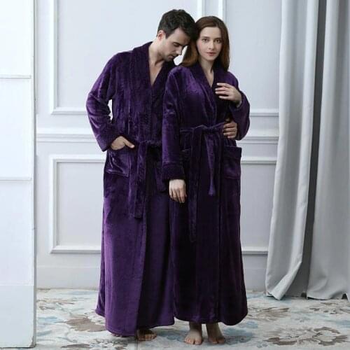 Schlafanzug purple Sleepwear Lounges Couple Fall Winter Bathrobes Men Homewear pyjamas Warm Long Sleeve autumn men long robe