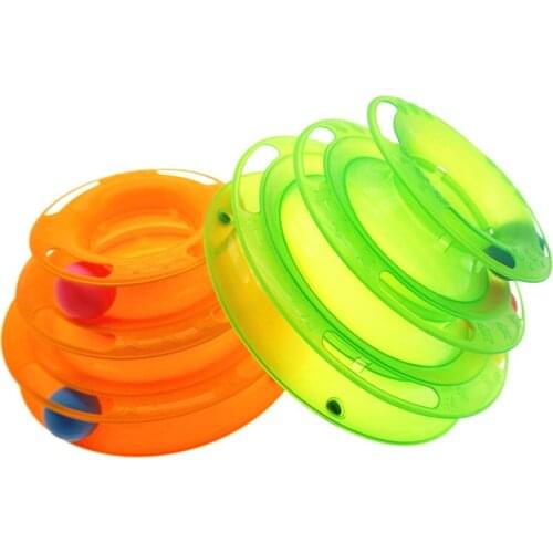 Pet Cat Toy Three Levels Tower Tracks Disc Cat Intelligence Pay Disc Cat Toys For Kids Ball Interactive Training Amusement Plate