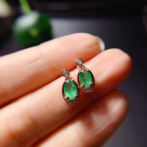 Exquisite Earrings Green Emerald Earrings Girl Silver Earrings Natural Real Gem 925 Sterling Silver Girl Birthday Gift Sale