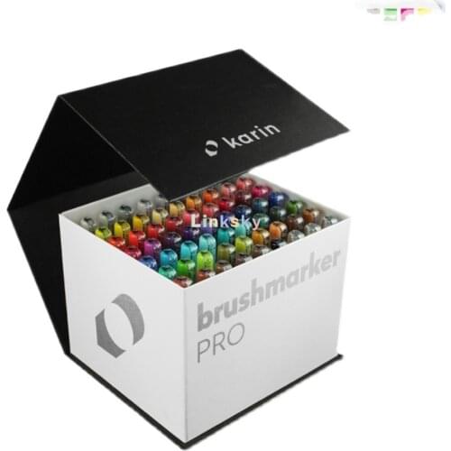 KARIN Megabox 60+3, Brush Marker Pro Water-Based Brush Pen Suitable for Painting, Drawing and Handlettering Multi-Coloured