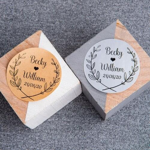 #48BGJ-40mm diameter round sticker, matte silver, kraft paper, matte white sticker，Custom stickers，wedding decoration