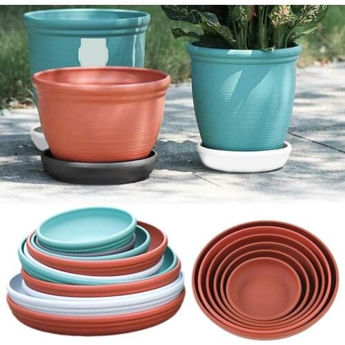 6 Sizes Round Plastic Garden Flower Pot Plant Saucers Water Tray Base for Indoor Outdoor Home Decoration