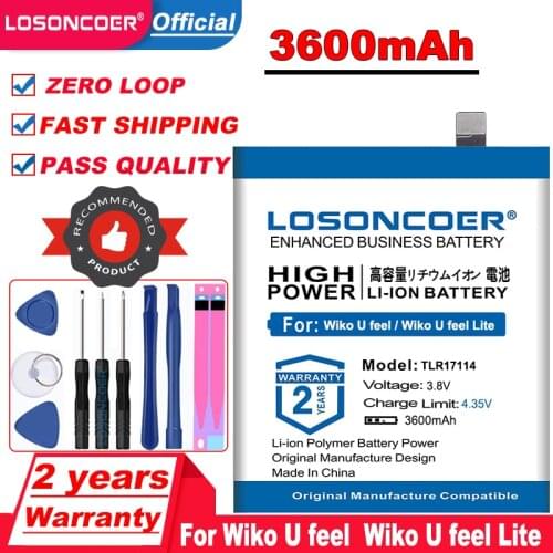 LOSONCOER 3600mAh TLR17114 Replacement Battery For Wiko U feel / Wiko U feel Lite Li-ion Batteries + Free Tools Kit Battery