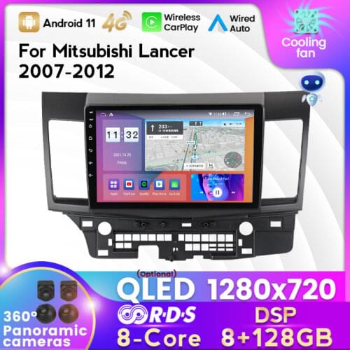 MEKEDE IPS 6GB+128GB DSP Android11 Car Radio Multimedia Player For Mitsubishi Lancer 2007-2012 GPS Navigation Carplay Auto WIFI