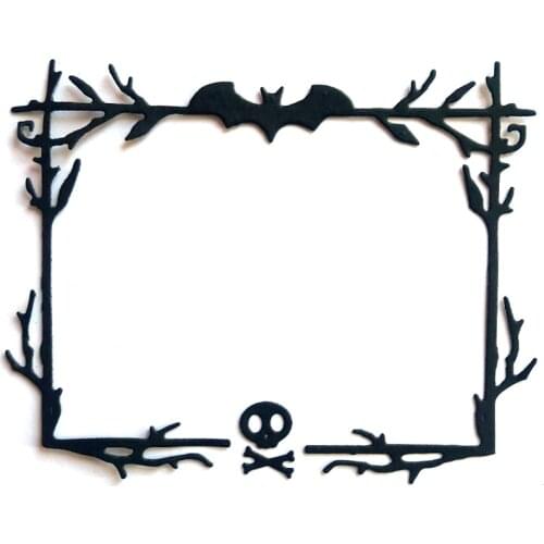 Miss Vintage Halloween Bat Skull Frame Set Metal Cutting Dies for Scrapbooking DIY Photo Album Card Making Decorative Stencil