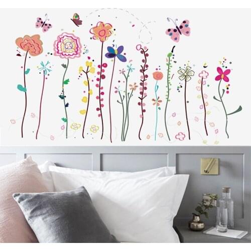 Multicolor Flowers Wall Stickers for Wall Decor Living room Bedroom Tile Wall Decals PVC Wallpaper Sticker for Room Decor Home