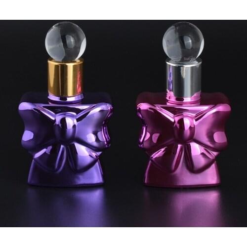 MUB 13ML bowknot Mini Cute Portable Glass Oil Perfume Bottles With Drop&Empty Perfume Case With Colorful Portable Bottle