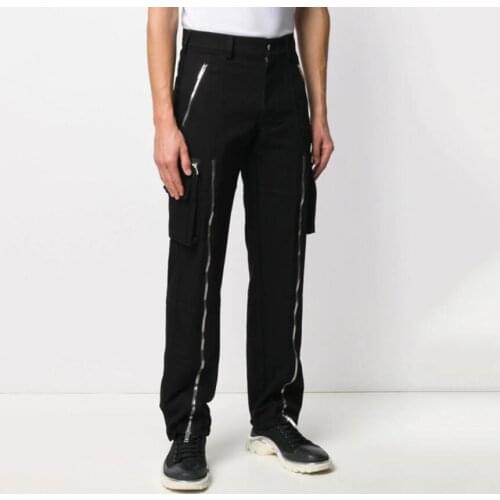 2020 New Mens clothing GD Hair Stylist fashion Catwalk Zippered straight pants Tooling 27-46
