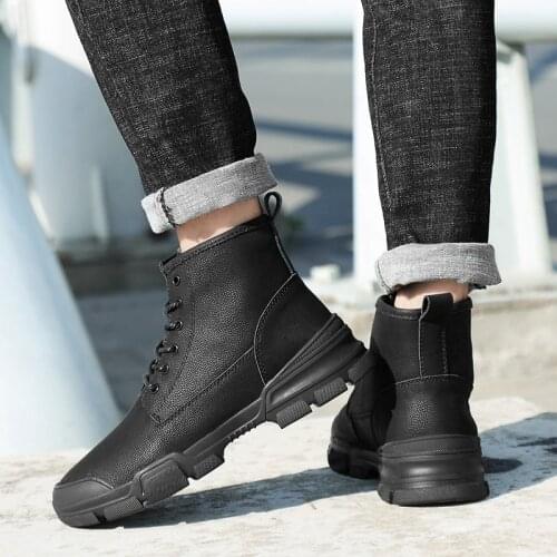 Casual Boots Men Fashion Men Casual Shoes Leather Sneakers Mens For Boots Black Sport Sneaker 2020 New Breathable Sports