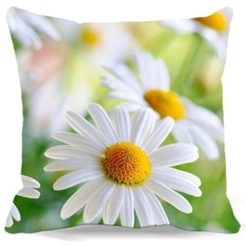 Little white Daisy for home car sofa hotel pillow cases Square Bedding yellow Chrysanthemum 16" 18" 19" cotton polyester 9 style