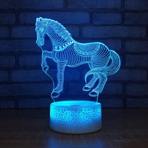 3D Illusion Night Light Colorful Zebra Animal Table Desk Lamp for Kids Bedroom Decor Creative Gift Remote Control Touch Base