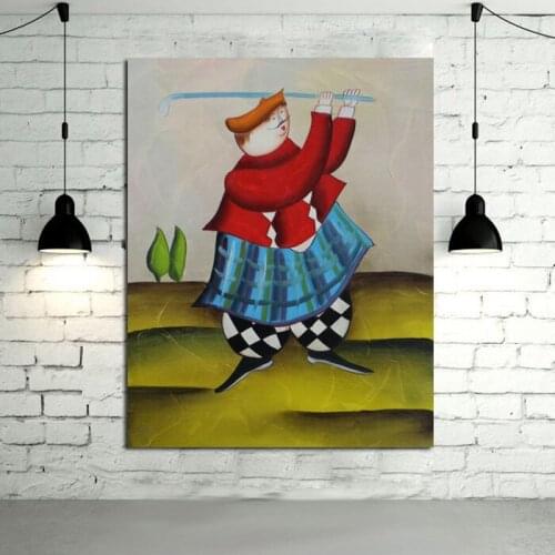 New Design Wall Stickers Handpainted Art Abstract Golf Playing Oil Paintings Canvas AbstractWall Pictures for Home Decor