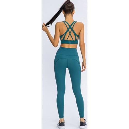 New Womens Cross Back Yoga Suit Fitness Sport For Women Gym Running Set 2 Piece Costume For Sexy Yoga Sports Bras+Leggings Sets