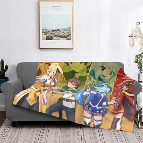 Konosuba Blanket Velvet Print Megumin Darkness Multi-function Lightweight Throw Blankets for Bed Bedroom Bedspread