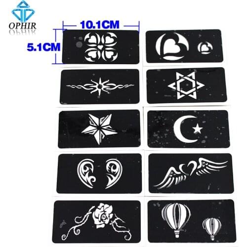 OPHIR 10Pcs/lot Airbrush Sheets Stencils(Girl series) for Body Painting Glitter Temporary Tattoo Kit 10.1cm x 5.1cm_TA033A