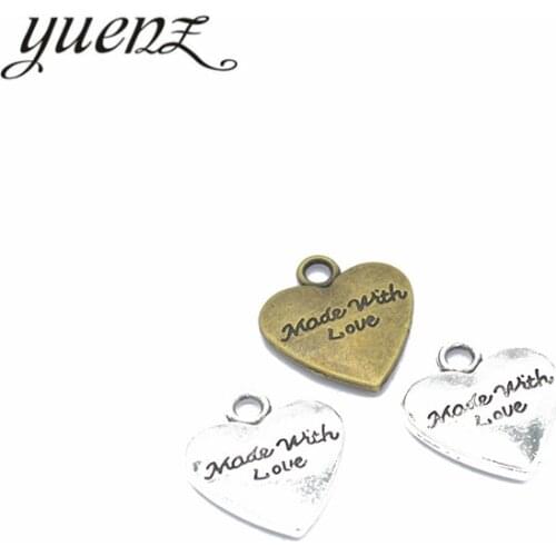 YuenZ 7pcs Antique Silver color made with you heart Charm fit for Bracelets Necklace DIY Metal Jewelry Making 19*17mm A20