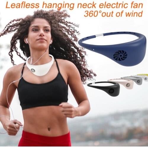 Portable Neck Fan Hands Free Bladeless Neck Fan 360° Cooling Hanging Fan USB Rechargeable with 3 Wind Speed for Outdoor SAL99