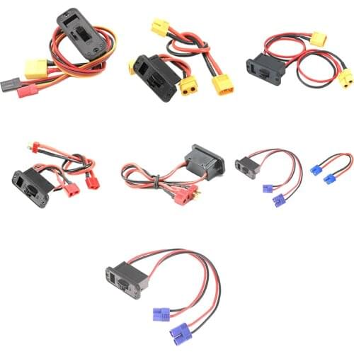 FUSE MODEL RC Heavy Duty High Current Battery Harness XT60 Deans EC3 JR Connector On/Off Power Switch with Charging Socket