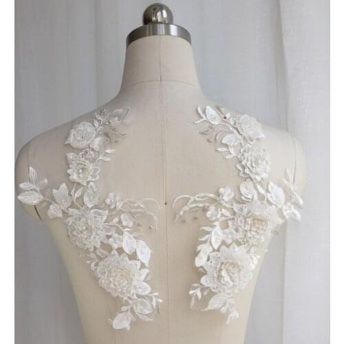 Rice Silver Thread Handmade Nail Beads 3D Three-dimensional Flowers DIY Wedding Dance Clothes Embroidered Lace Accessories