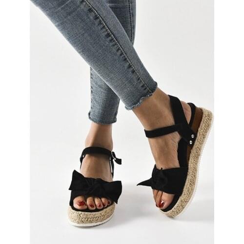 2021 Womens Espadrilles Alpargatas Bow Leopard Sandals Women Platform Summer Thick Bottom Ladies Sandals Womens Shoes