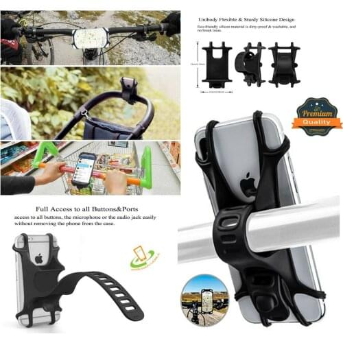 Silicone Bicycle Phone Holder Support For 4 - 6 inch Smartphone Holders Motorcycle Bike Handlebar Clip Stand GPS Mount Bracket
