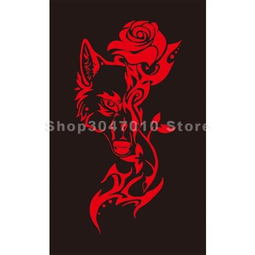 Wolf and rose Flag for Bar Party Music Festival Tattoo Shop Decoration custom flag banner