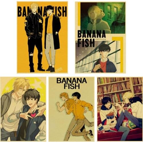 Japanese Classic Anime Banana Fish Retro Posters Art Painting Picture Vintage Kraft Paper Home Bar Decor Wall Poster Stickers
