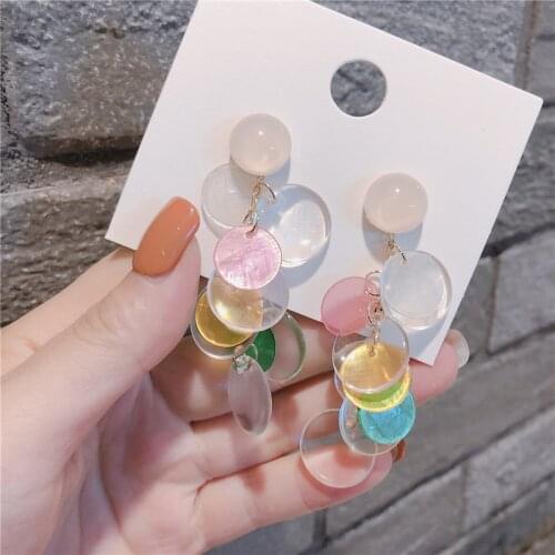 Korean Mixed Color Transparent Multi Layers Acrylic Strands Drop Earrings For Women 2020 New Fashion Jewelry