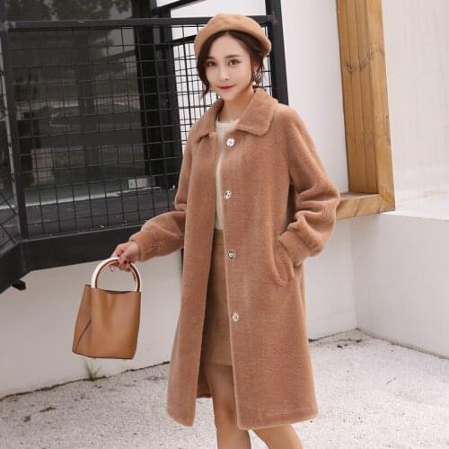 Shearing Sheep Coat Women Winter Warm Fur Outwear Overcoat New Long Real Fur Coat Female Jacket Abrigo Mujer LWL22992