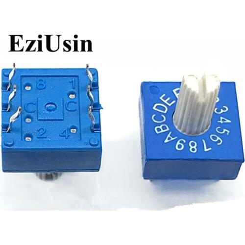 0-F 16 Rotary Coding Knob Switch DIP Switch 6pins 8421C 7mm Shank 3:3 PCB l Switching