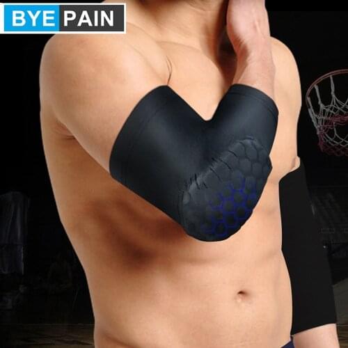 1Pcs BYEPAIN Arm Elbow Brace Sleeve Elbow Pad Breathable Protection Outdoor Sports Joint Compression Hexagonal Honeycomb
