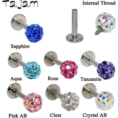 1PC Crystal Labret Stud Flat Bottom Earring Tragus Cartilage Helix Studs Lip Ring Fashion Body Piercing Jewelry