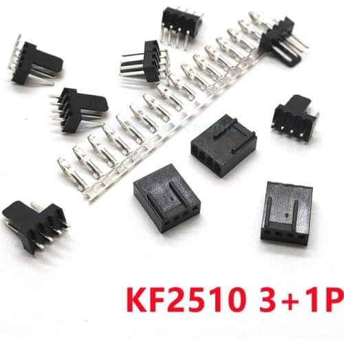 20PCS/Lot 2510 2.54mm KF2510 3+1P KF2510-4AW Male Female Housing Connector Straight Right Angle Pin Header 2.54mm 4pin