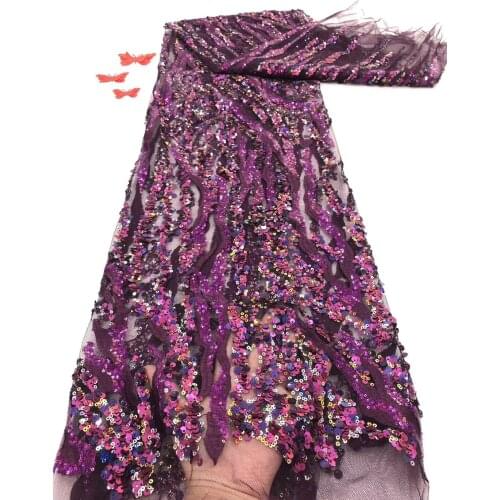 2021 Sequined Lace Fabric Mesh African Embroidery Sequence Nigerian French Latest High-quality Tulle Hot Selling RF4317