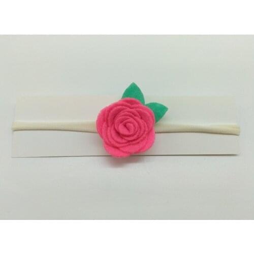 50pcs Fashion Cute Felt Rose Flower Mint Leaves Newborn Super Soft Nylon Headbands Solid Kawaii Floral Hairbands Accessories