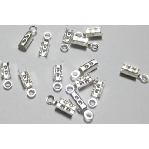 500 Silver-plate/Golden Plated Necklace/Cord Crimp End Caps With Loop 3X10mm