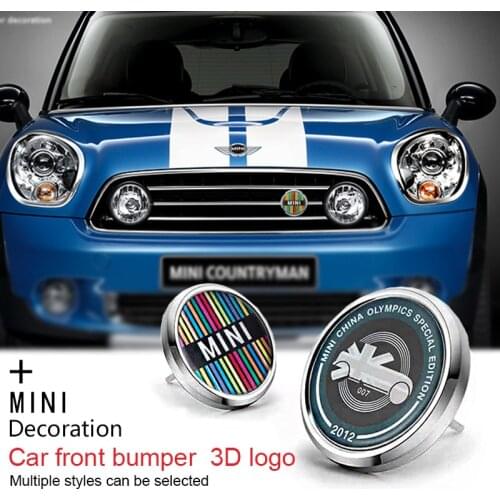 Car Front bumper grille metal logo 3D badge sticker For BMW MINI COOPER S JCW F54 F55 F56 F60 R55 R56 R60 Exterior Accessories