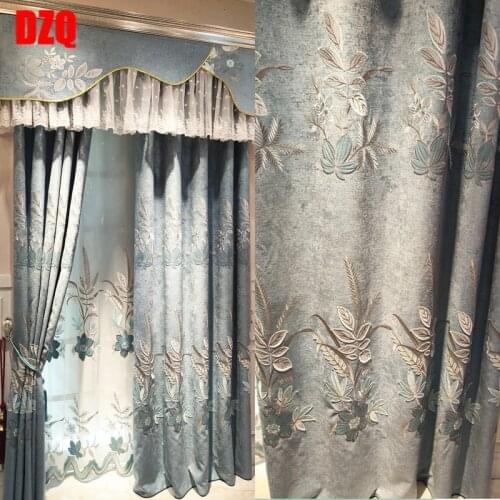 High-end Velvet Gilded Curtains for Living Dining Room Bedroom Blackout Curtains High End European style Luxury Window Valance