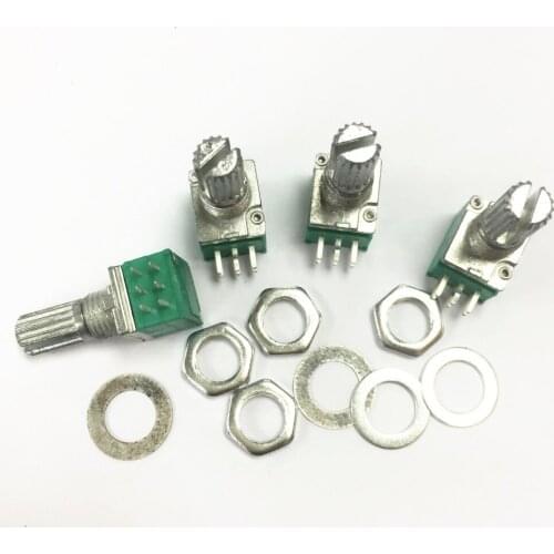 Free shipping 20PCS stereo/pa/sealing potentiometer 100K B100K 6PIN 15mm Dual Double Rotary Potentiometer