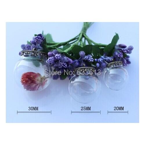 Free ship!!! ! NEW 100sets/lot 35*25mm glass globe with antique bronze findings set glass bubble DIY vial pendant 4 size choose