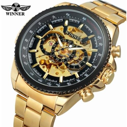 New Hot Winner 0352 Mens Watches Military Sport Clock Male Top Brand Luxury Skeleton Clocks Automatic Mechanical Steel Men Watch