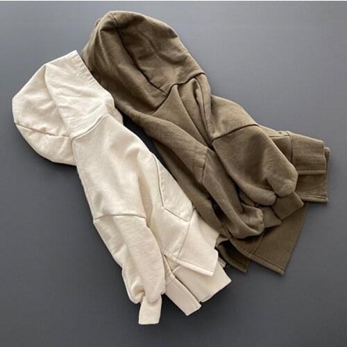 Childrens Wear 2021 Autumn New Girls and Boys Loose Casual Solid Color Asymmetric Split Terry Cotton Sweater Hoodie Top