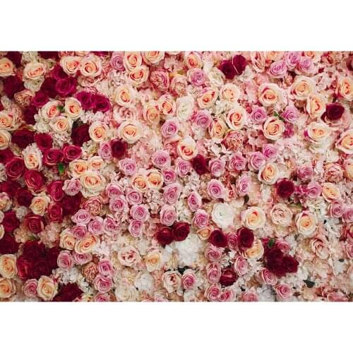 Photography Backdrop Pink Gradient Flowers Custom Photoshoot Photobooth Background for Children Baby Lovers Wedding Fond Photo
