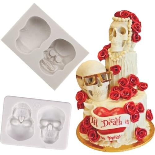 Halloween Scary Skull Silicone Mold Fondant Cakes Decorating Tool Mould Sugarcraft Chocolate Baking Tools For Cake Gumpaste Form