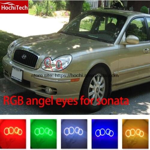HochiTech RGB Multi-Color LED Angel Eyes Halo Rings kit super brightness car styling for Hyundai Sonata 2002-2005